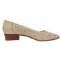 pantofi dama bej din piele naturala perforati cu toc mic gros clp05bej